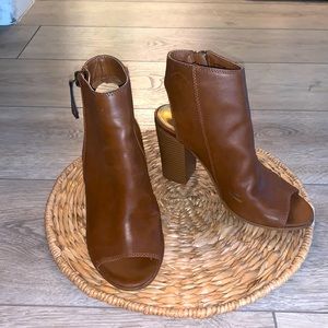 Madden girl brown peep toe heeled bootie
